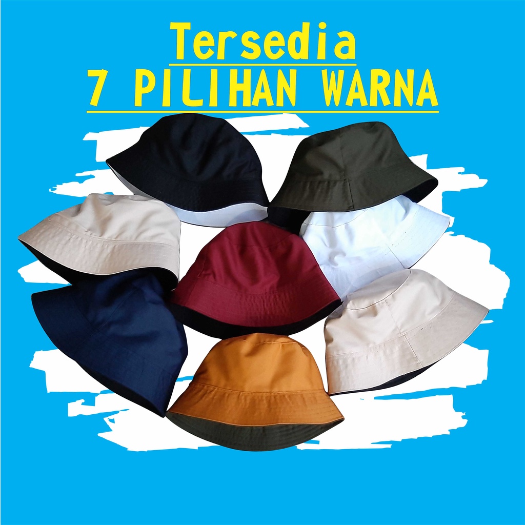 Topi Bucket Hat Dua Sisi Anti Uv Motif Sablon Bergambar / Bucket hat Sablon