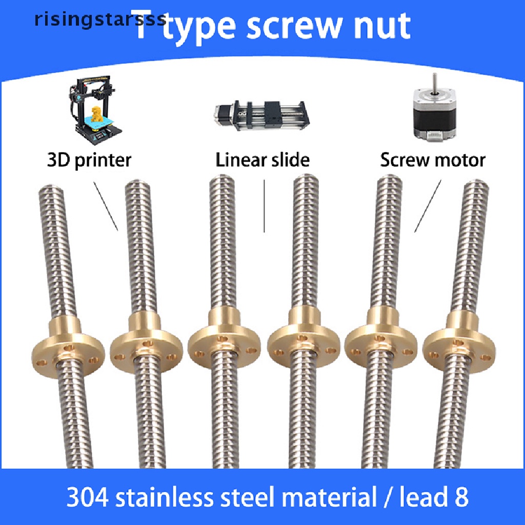 Batang Trapezoidal T8 Lead Screw Thread 8mm Lead1Mm Dengan Mur Kuningan Untuk Printer 3d