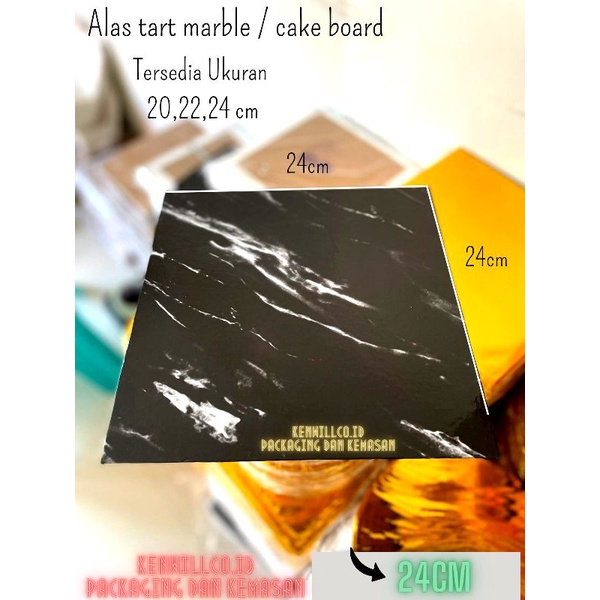 

ALAS KUE TART 24CM TATAKAN KUE MARBLE KOTAK BAHAN HARD BOARD HITAM