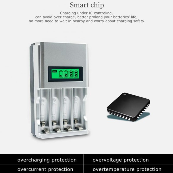 Taffware Charger Baterai 4 Slot LCD Display for AA AAA NiMh NiCd C903W