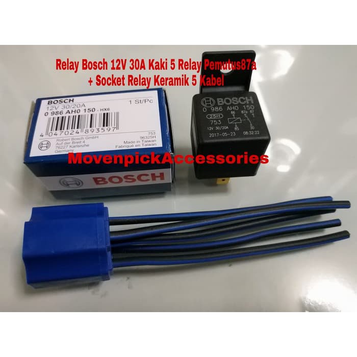 RELAY BOSCH 12V 2030A KAKI 5 RELAY PEMUTUS 87a+SOCKET RELAY KERAMIK