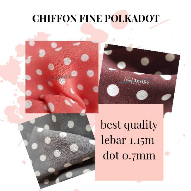 bahan kain sifon fine (chiffon fine) motif polkadot / onde (F. 6430)