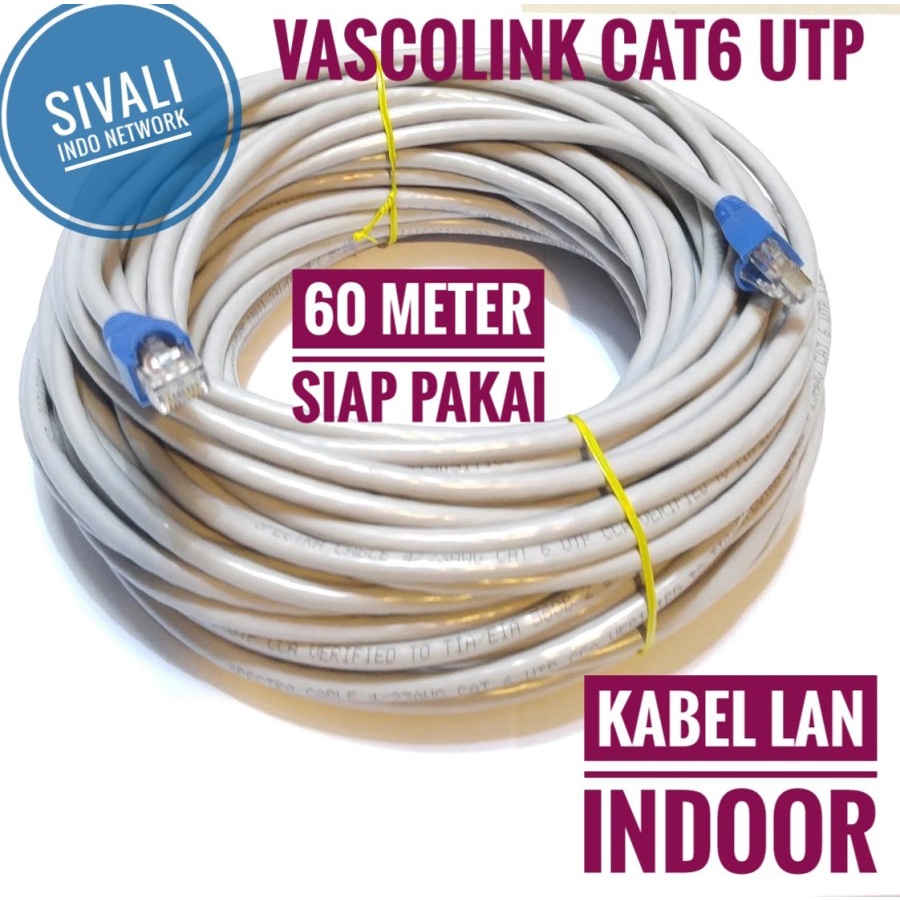 60 METER VASCOLINK KABEL LAN UTP CAT6 SIAP PAKAI