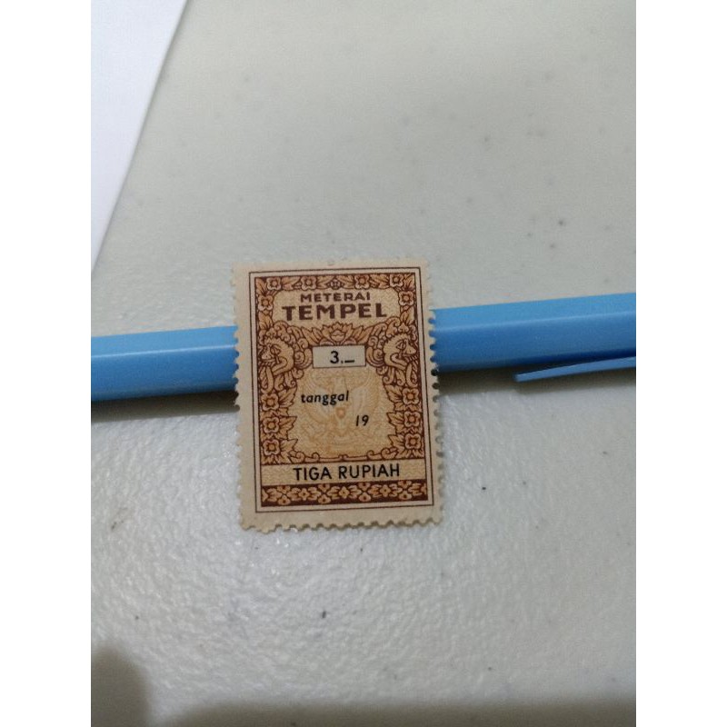 

Mterai Tempel Rp 3 Tiga Rupiah tanggal 19 (1) Prangko Perangko Stamp