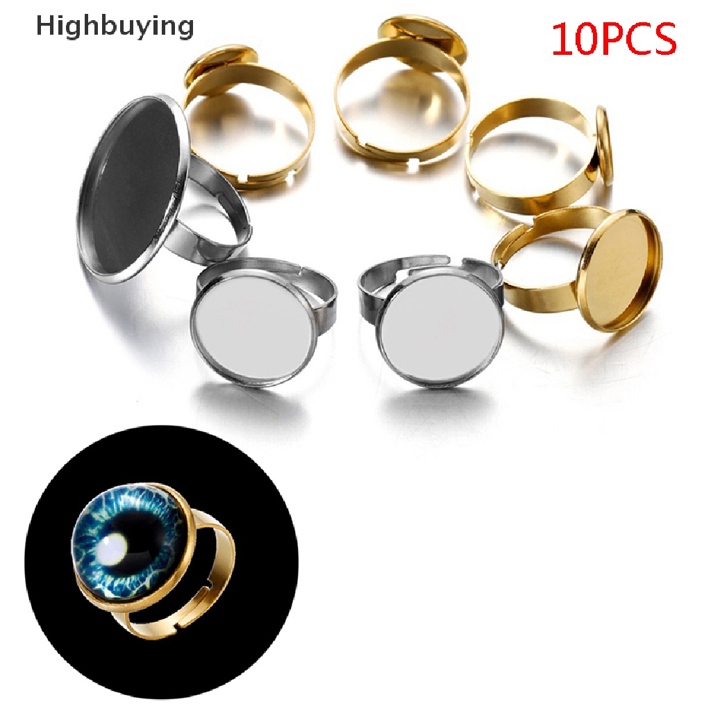 10 Pcs / lot Cincin Kosong Bahan Stainless Steel Dapat Disesuaikan Untuk Membuat Perhiasan DIY Glory