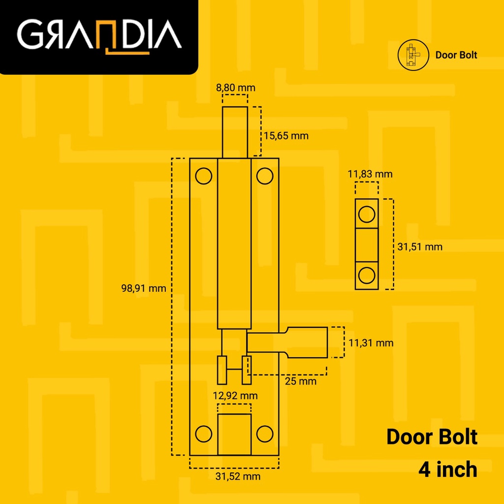 Grendel Slot Pintu Door Bolt SN Hitam