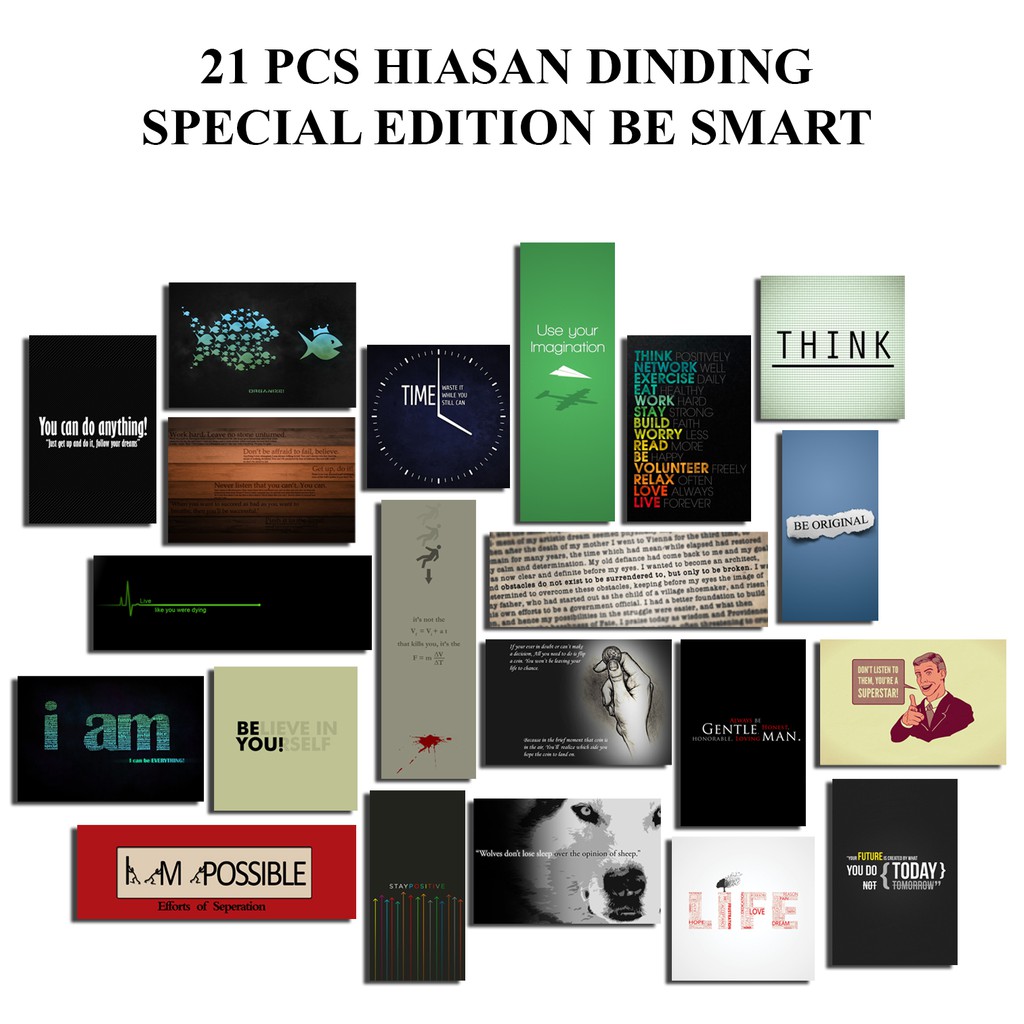 pusatmode Hiasan Dinding  1 Set  Be Smart People Special Edition 21PCS