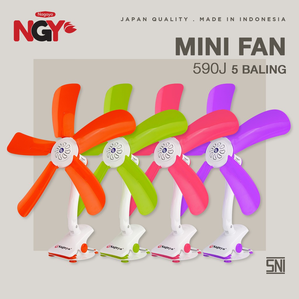 

NAGOYA NG-590J Portable Mini Fan 5 Blades / Kipas Angin Jepit 5 Baling Motor Full Tembaga | NGY