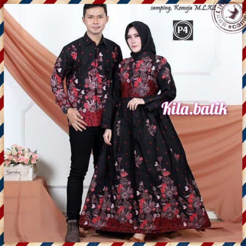 Maura Couple Sania Ruffle Batik Couple ori Ndoro jowi DNT Garansi Termurah motif sakura merah.S M L XL XXL