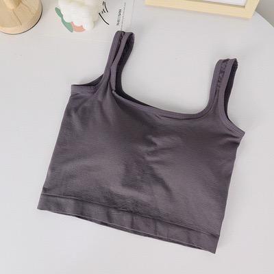 [ LINGERIE MASTER ] - (B-46) Crop Tank Top Bra Atasan Wanita / Tanktop Basic Elastis Bahan Premium Busa-B-46 Gray