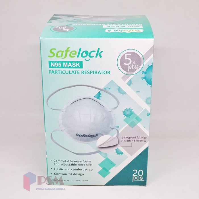 Masker N95 Particulate Respirator Safelock Medical box isi 20pcs
