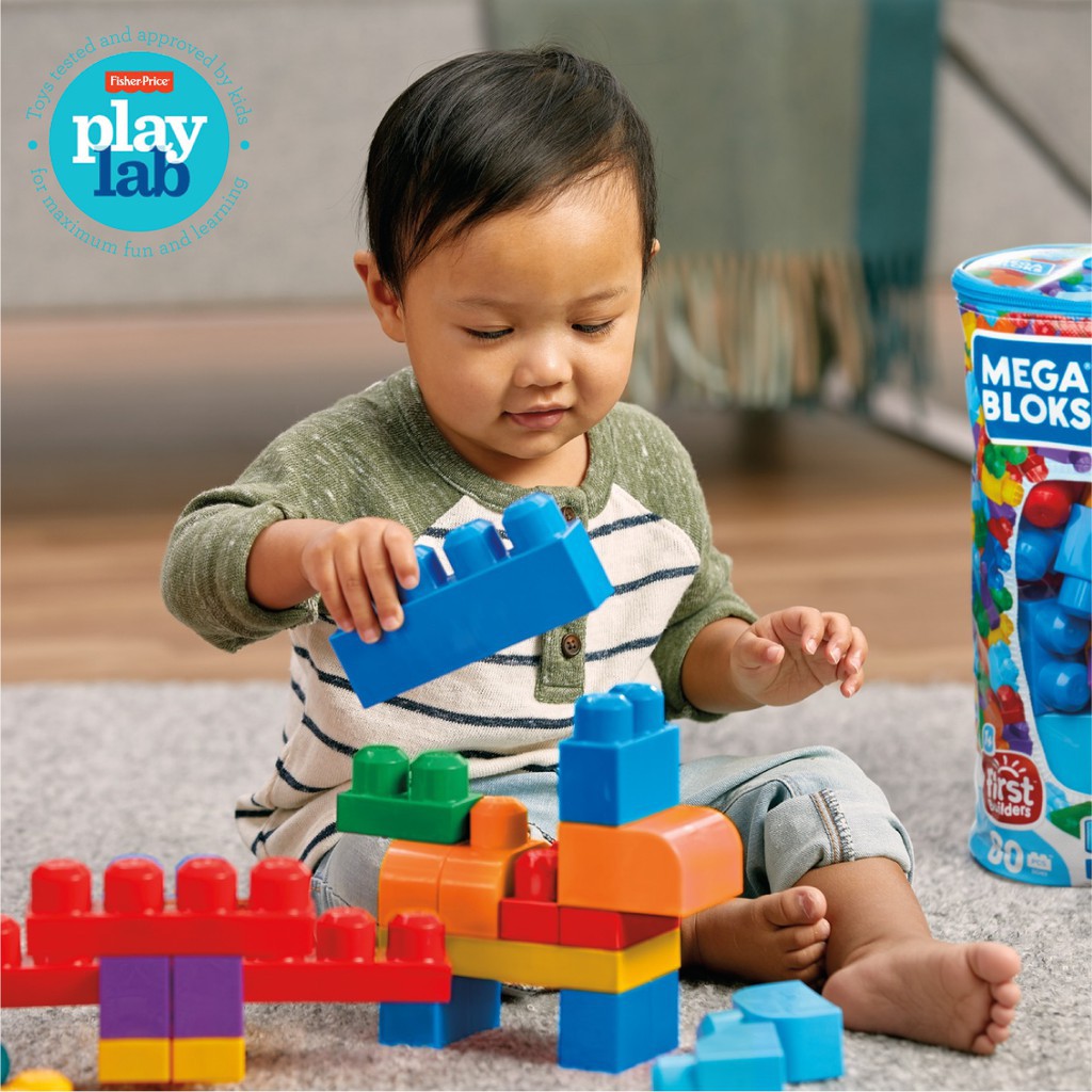 Mega Bloks Big Building Bag (80 pcs) - Mainan Balok Susun Edukasi Anak Balita