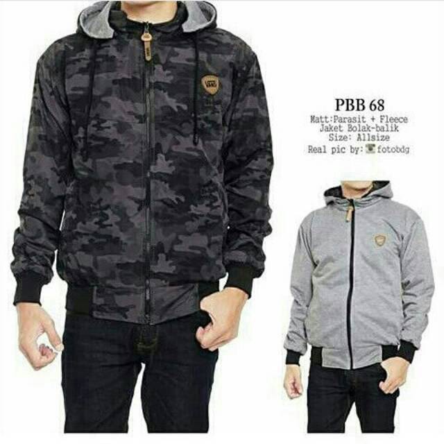 Jaket Parasut Pria Bolak Balik Loreng Army Dewasa
