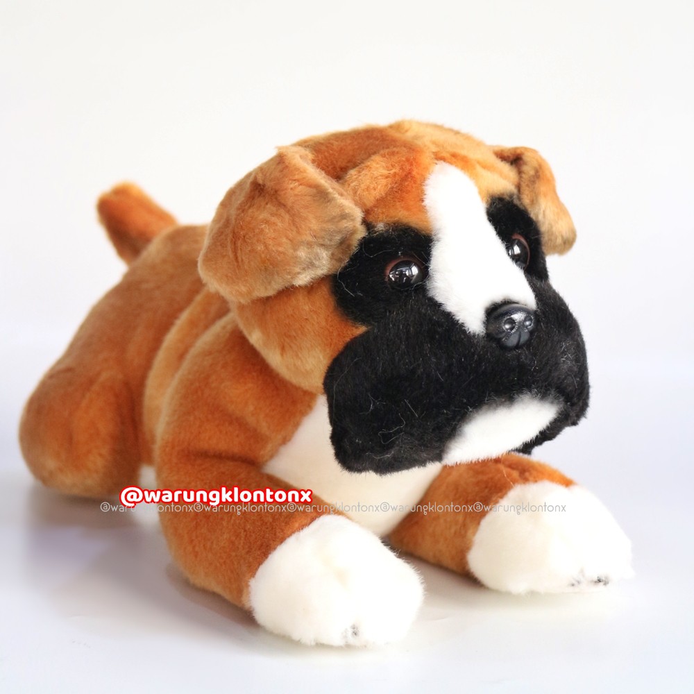 Boneka Anjing Boxer Dog Plush Stuffed Kualitas Export