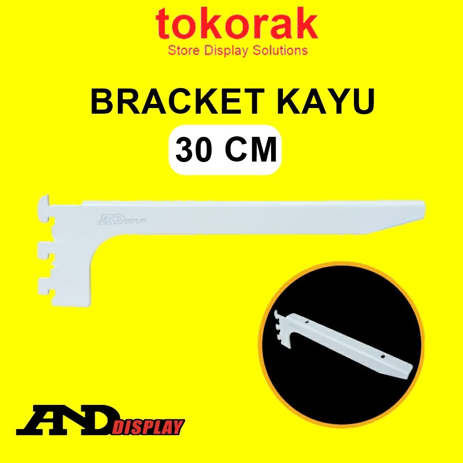 DAUN AMBALAN BRACKET KAYU 30 CM PUTIH PENYANGGA RAK BRAKET ANDDISPLAY