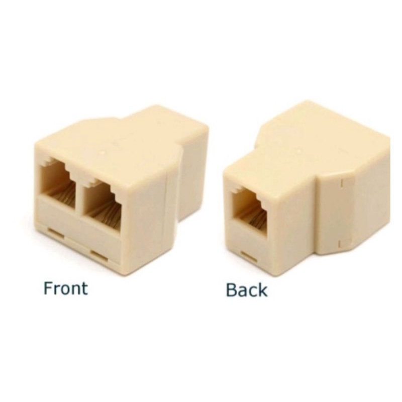 Barel Splitter Telepon RJ11 1 to 2 Telephone Phone Fax Jack Line Splitter Adapter Connector Female