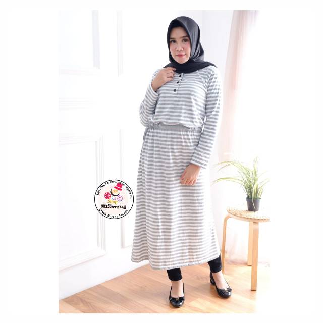 Zeva dress stripe murah ready