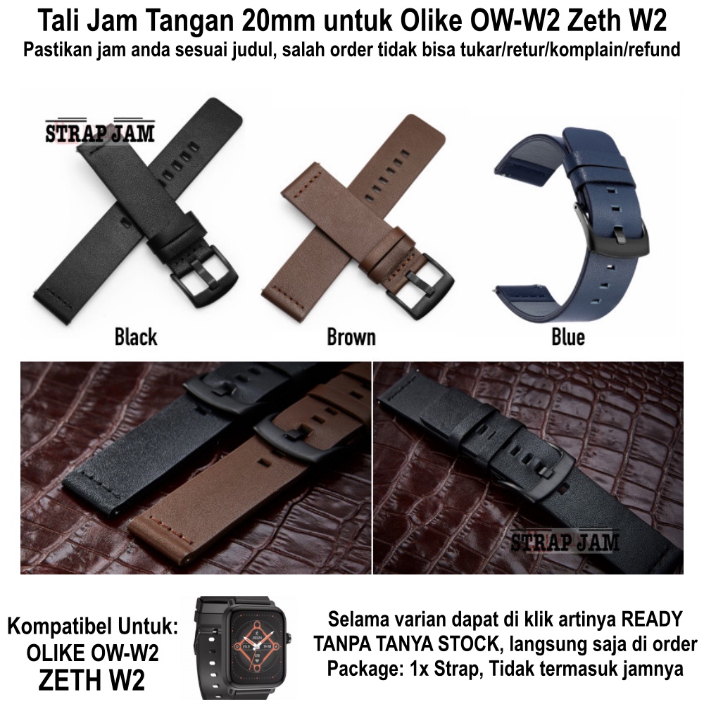 MODERN Tali Jam Smartwatch Olike OW-W2 Zeth W2 - Strap 20mm Kulit Leather Polos