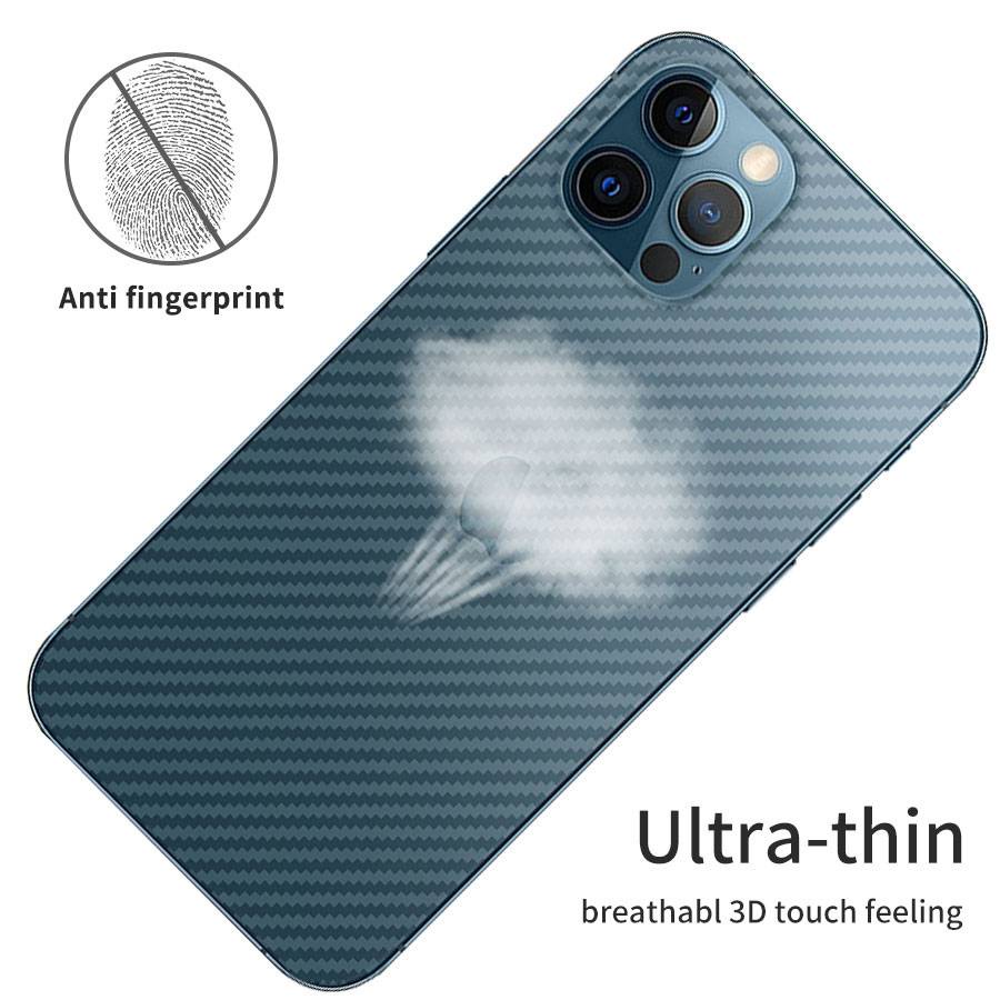 Stiker Pelindung Layar Anti Sidik Jari Bahan Carbon Fiber Untuk Iphone 11 12 Pro Max Mini 7 8 Plus X Xs Max Xr Se 2020