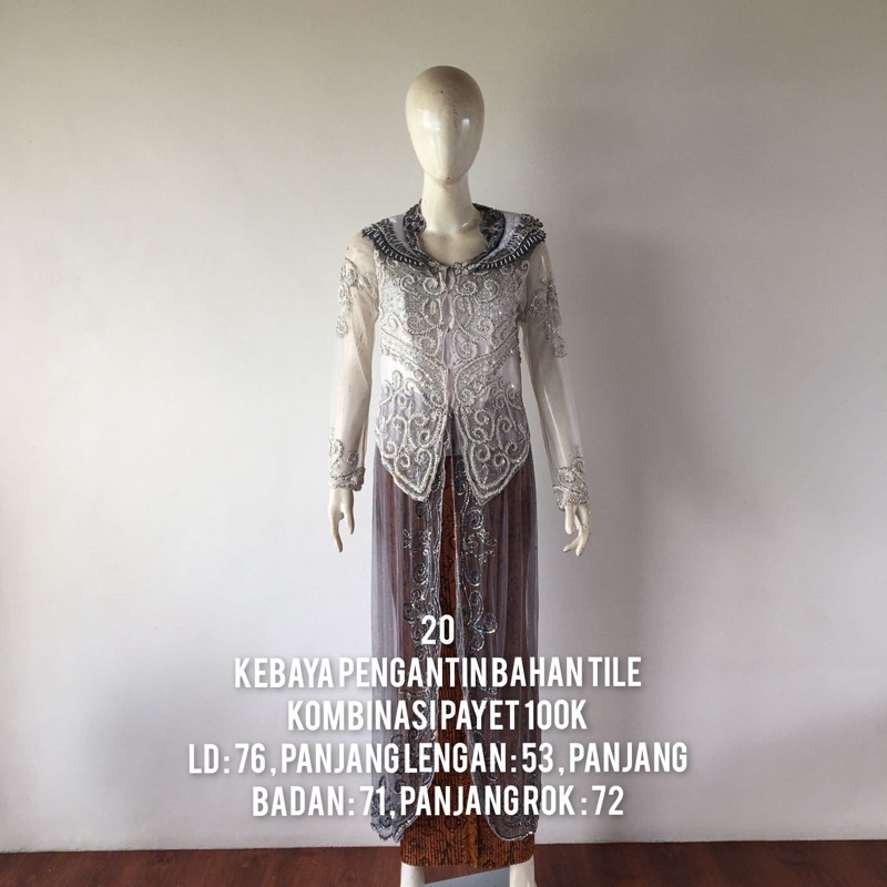 kebaya pengantin putih kombinasi silver