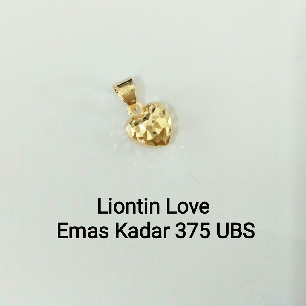 Liontin love emas UBS Gold kadar 375 bentuk hati dengan Estimasi berat 0.35-0.40 gr