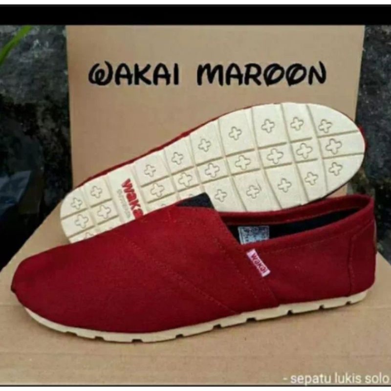 Jual (COD) SEPATU WAKAI SLIP ON PRIA & WANITA sepatu Wakai merah maron ...