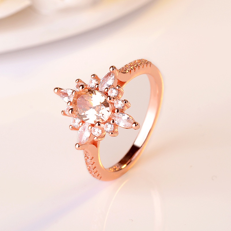 Cincin Bahan Sterling Silver 925 Warna Rose Gold Hias Berlian Kreatif Untuk Wanita Ccc22