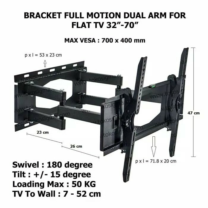 BRACKET TV 32 IN - 70 IN MAX 50 KG KENZO KZ 29