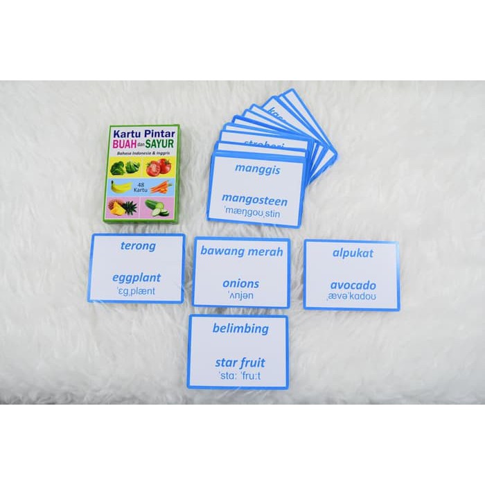 Mainan edukasi kartu pintar buah dan sayur / flashcard