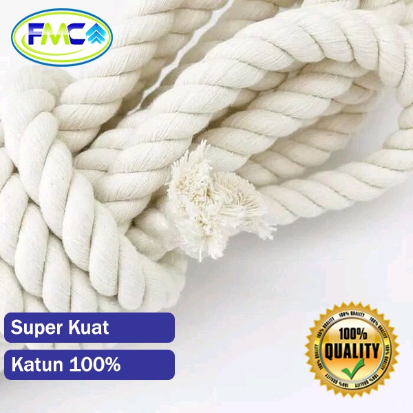 Tali Tambang Katun 22mm 24mm Warna Putih Kuralon Rope Guralon Bahan Asli Import Tampar Pengikat Barang Dekorasi Kerajinan Gantungan Tarik Tambang Outbond Pengaman Safety