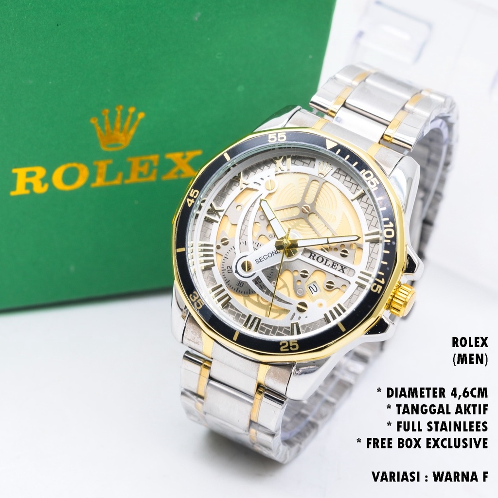 (FREE BOX) JAM TANGAN PRIA FASHION RANTAI BODY BULAT TANGGAL AKTIF