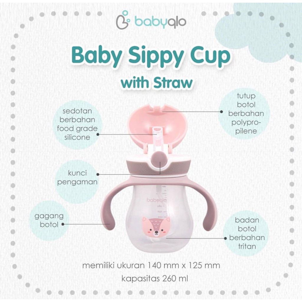 BabyQlo Sippy Cup with Straw BQSBT7001 - Botol Minum Balita