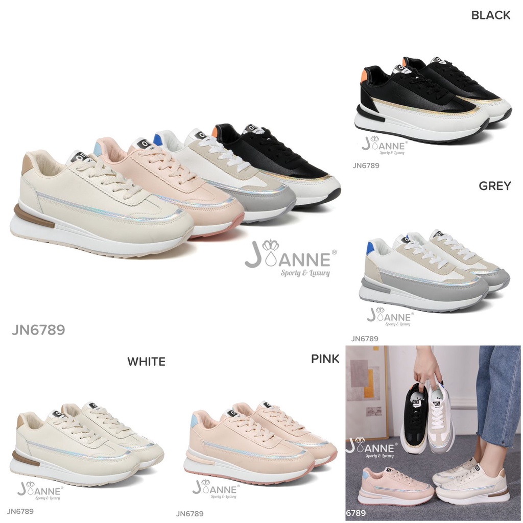 JOANNE Leather Sporty Sneakers Shoes  #JN6789 ORIGINAL