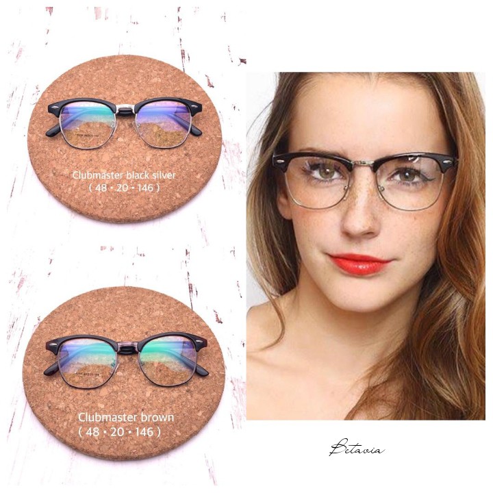 Frame Kacamata Clubmaster + Lensa Minus Antiradiasi