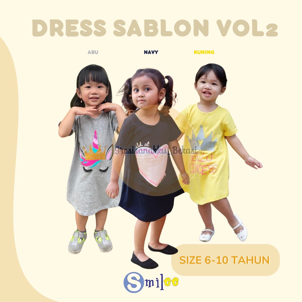 Daster Anak Smilee Sablon Vol 2 Junior Mix Motif Size 6-10Thn