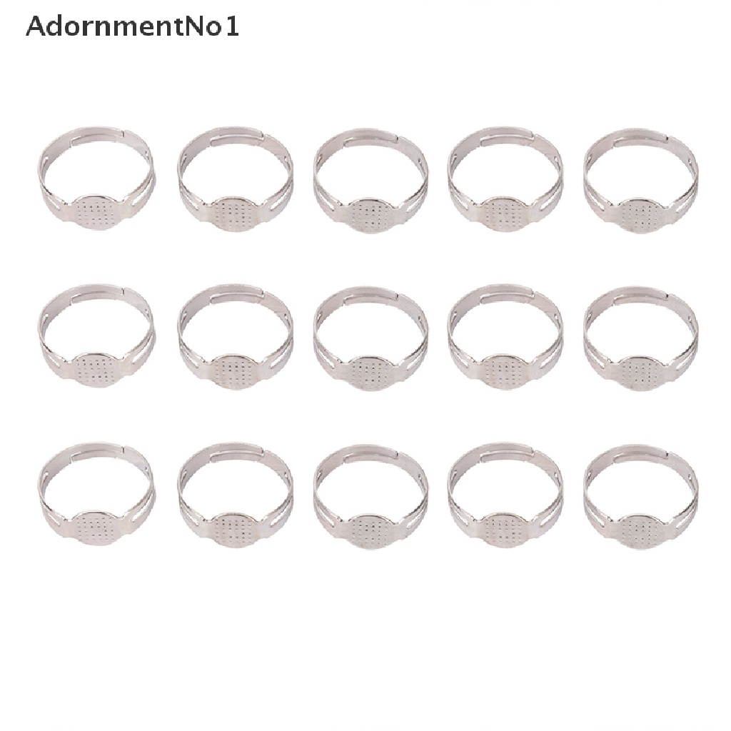 (AdornmentNo1) 50pcs / Set Cincin Kosong 8mm Adjustable Untuk Membuat Perhiasan DIY