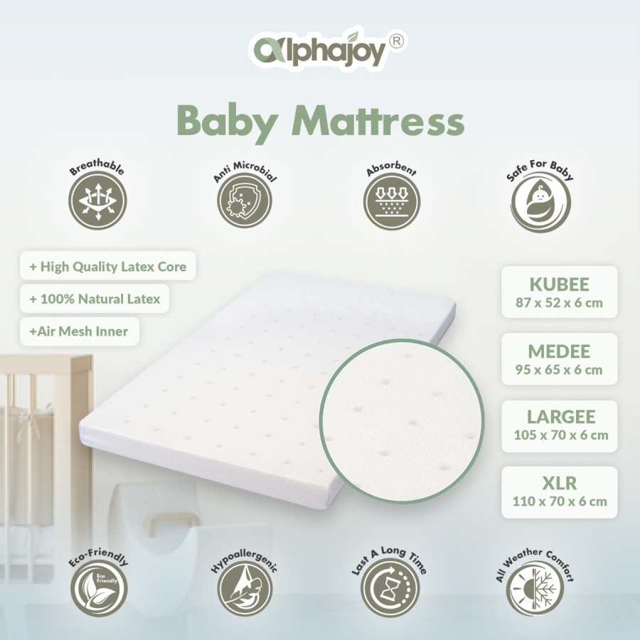 Alphajoy – MEDEE Bamboo Baby Mattress 100% Natural Latex uk 95 x 65