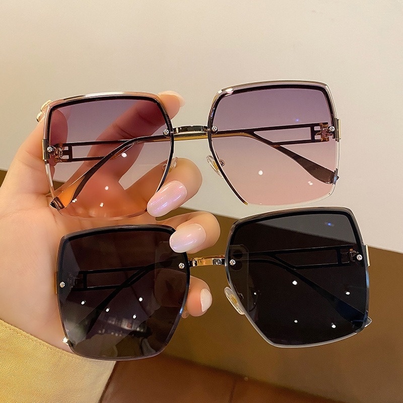 (YUZHU) COD INS Style Oversized Square Frame Fashion Kacamata Tanpa Bingkai Wanita