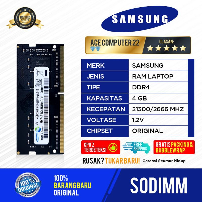 SAMSUNG SODIMM DDR4 4GB PC 21300