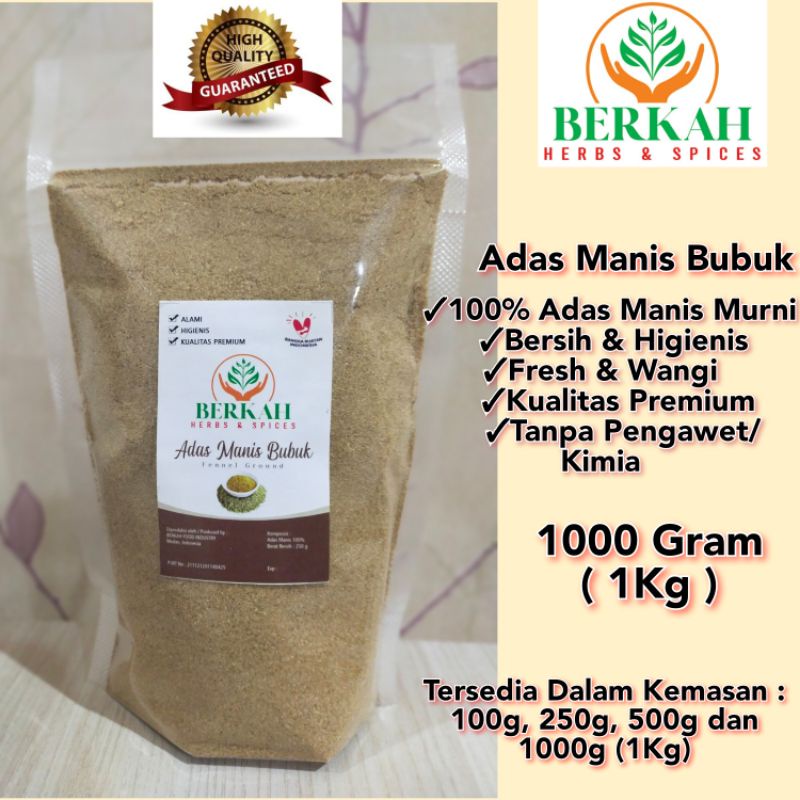 

Adas Manis Bubuk Berkah 1000gr 1Kg Kualitas Premium Wangi Halal Higienis