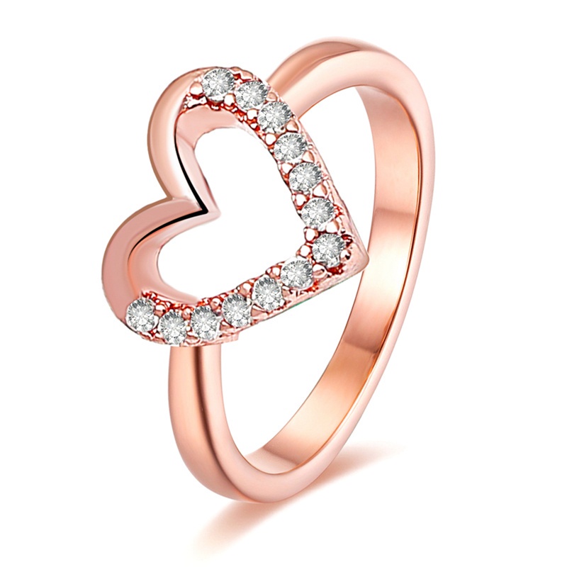 Fancyqube Cincin Sterling Silver 925 Bentuk Hati Hollow Hias Zircon Untuk Wanita