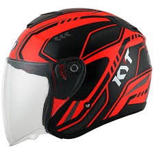 HELM KYT KYOTO MOTIF SUPER FLO CARBONIZED EDITION 01 RED FLUO