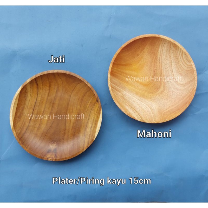 piring kayu/piring saji 15cm/piring kayu mahoni dan kayu jati