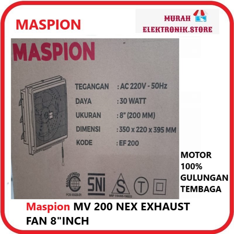 Maspion MV 200 NEX EXHAUST FAN 8&quot; Kipas Hexos