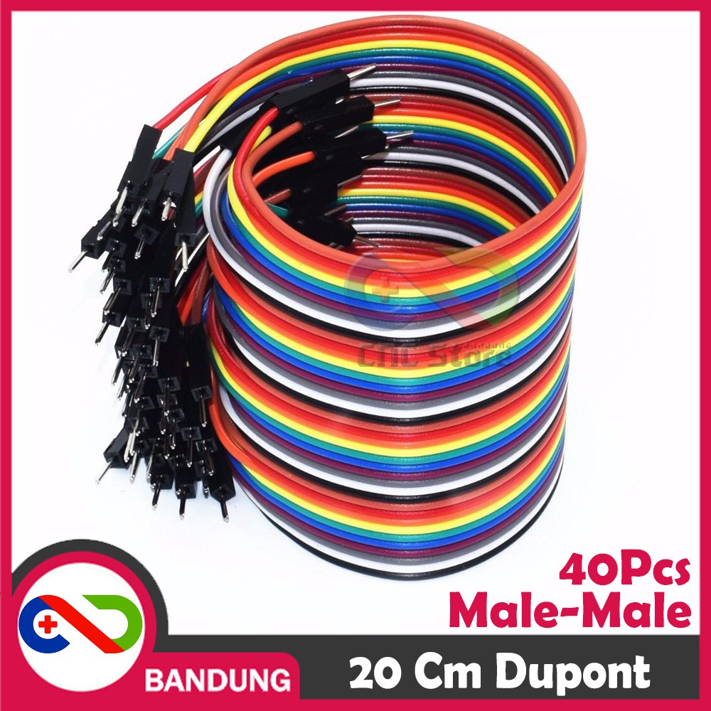 40PCS JUMPER CABLE KABEL 20CM MALE TO MALE DUPONT