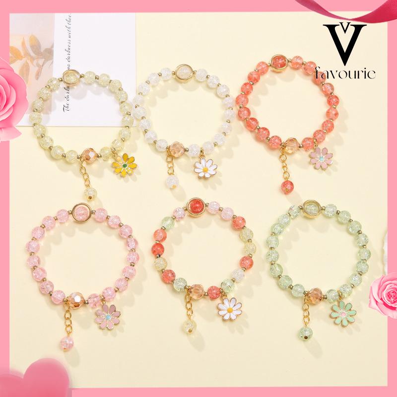 [COD]Manik-manik Warna Kristal Daisy Liontin Wanita Pacar Mahasiswa Perhiasan Gelang Menggemaskan-FA