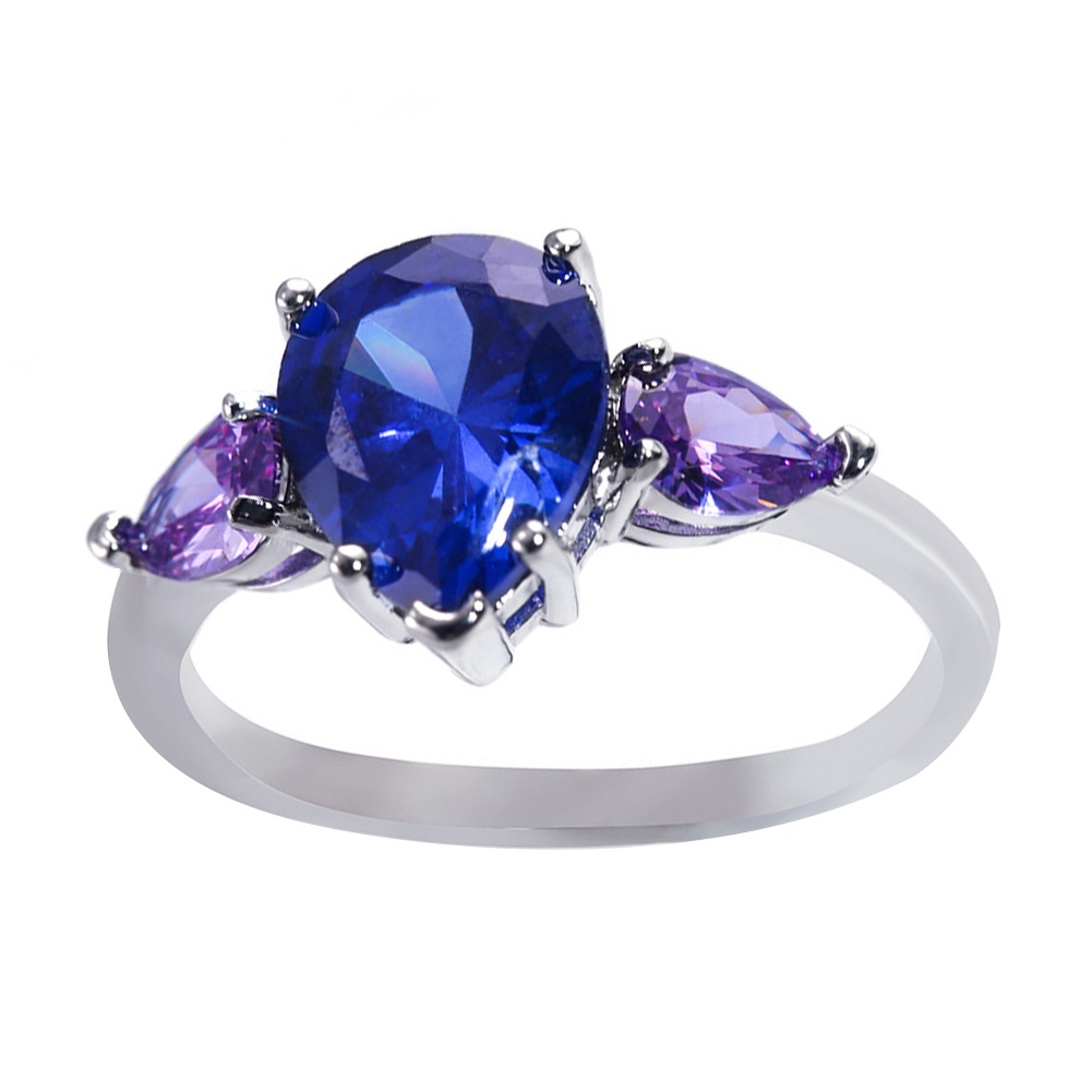 Hu Hu Hu Hu Hu Alat Bantu Pasang Kacamata♡ Cincin Wanita Hias Sapphire Amethyst Imitasi Untuk Pesta Pernikahanhadiah