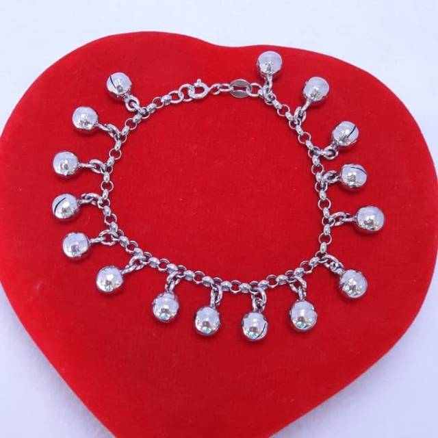 Gelang krincingan kaki bayi perak silver 925.gelang kaki anak panjang 15cm