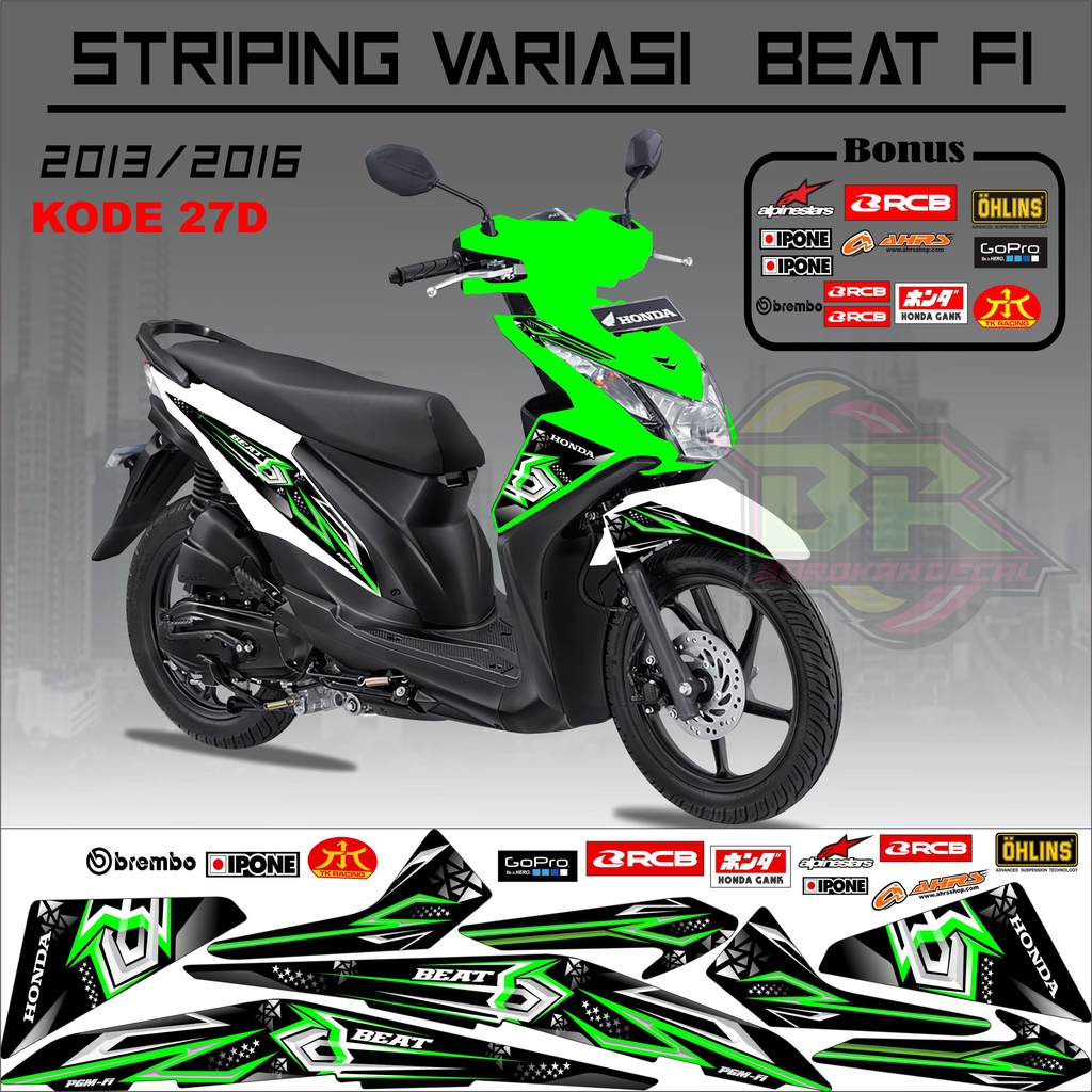 Striping Beat Fi 2013-2016 Stiker Lis Motor Beat Variasi kode 27