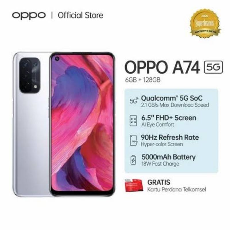OPPO A74 6/128 5G GARANSI RESMI